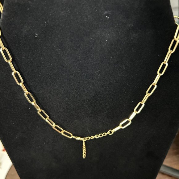 Stainless Steel Round Flat Rectangle Necklace Choker Women 18K Gold Plated Paper - Picture 3 of 3